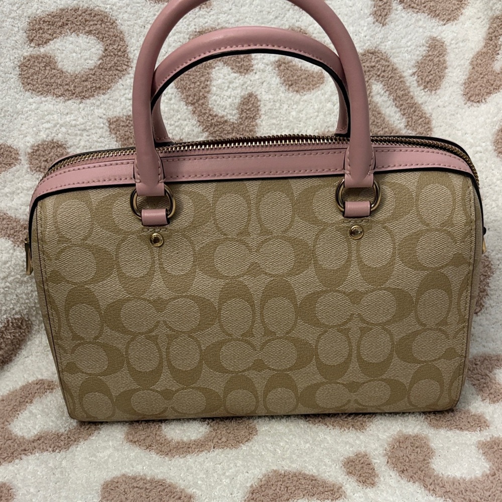 Coach Pink and Tan Rowan Satchel Bag - Picture 3 of 9